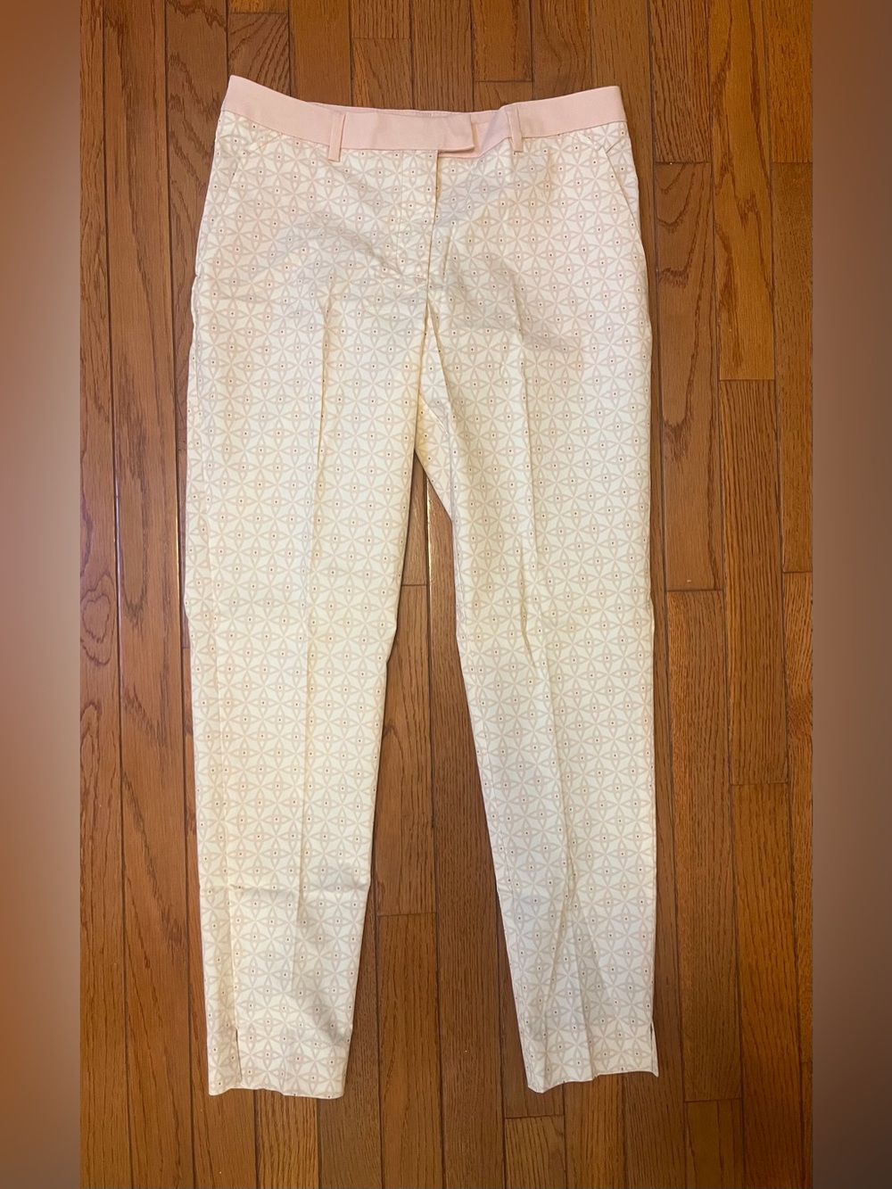H&M Light Pink and Cream Patterned Summer Pants Sz 6
